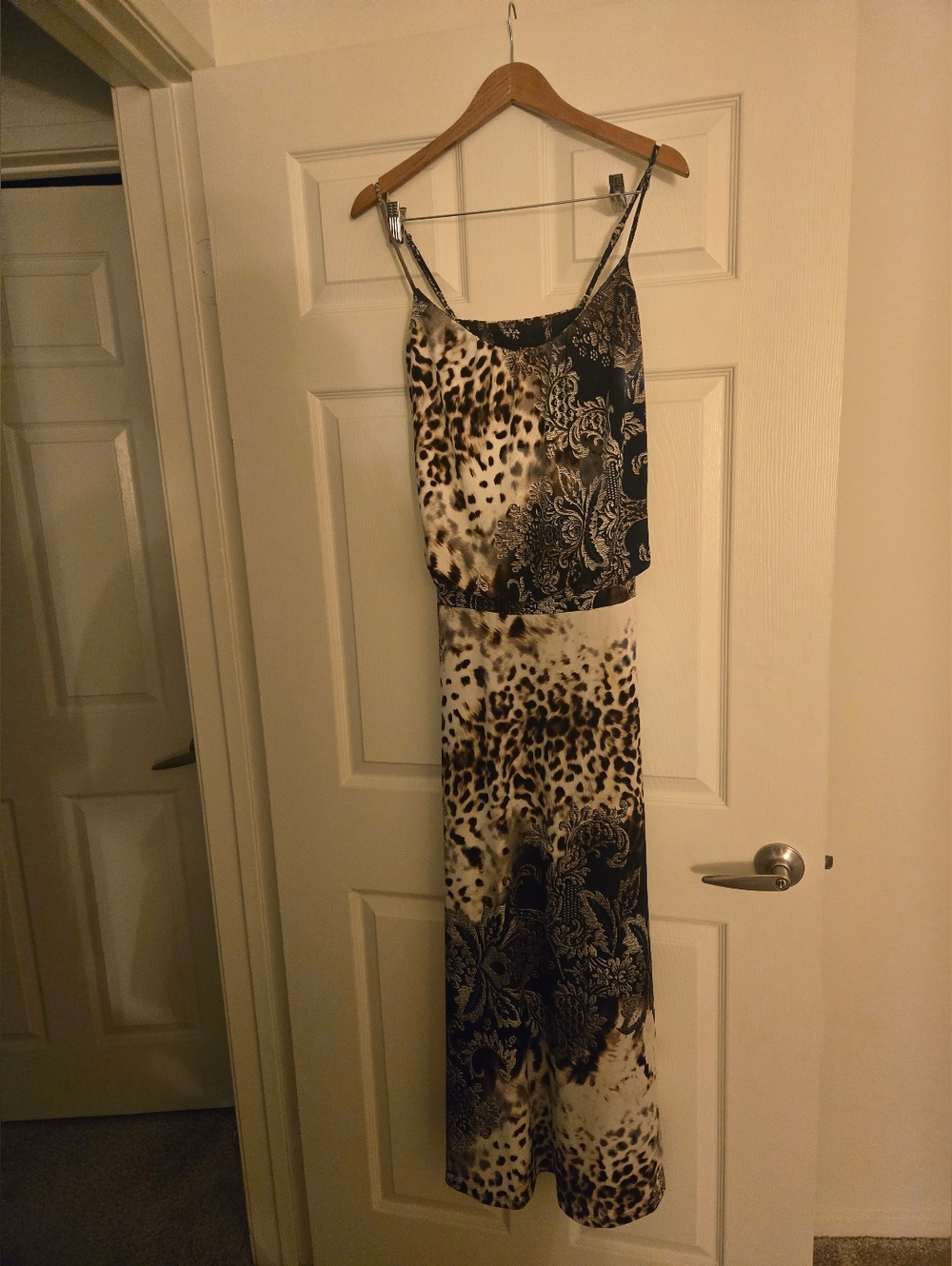 S-Twelve Black and Beige Paisley & Animal Print Maxi Dress